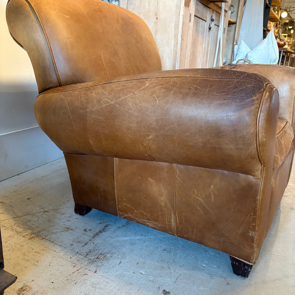 Leather Chair and Ottoman
