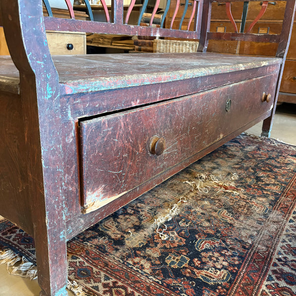Antique Bench with Drawer