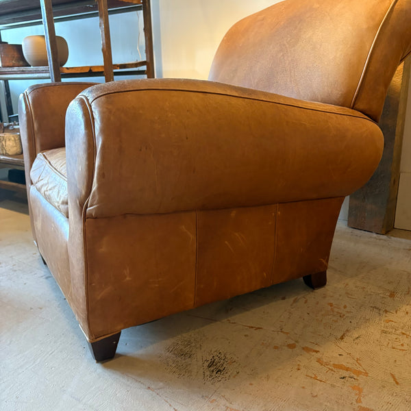 Leather Chair and Ottoman