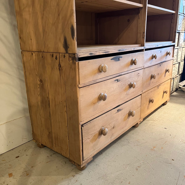 Vintage Pine 2-Piece Shelving with Drawers