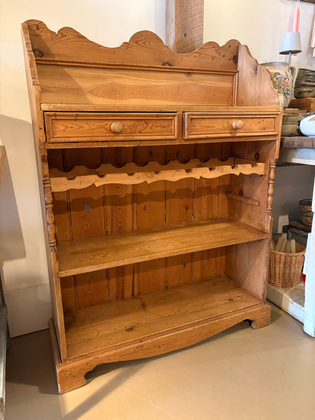 Vintage Pine Shelves with Wine Rack