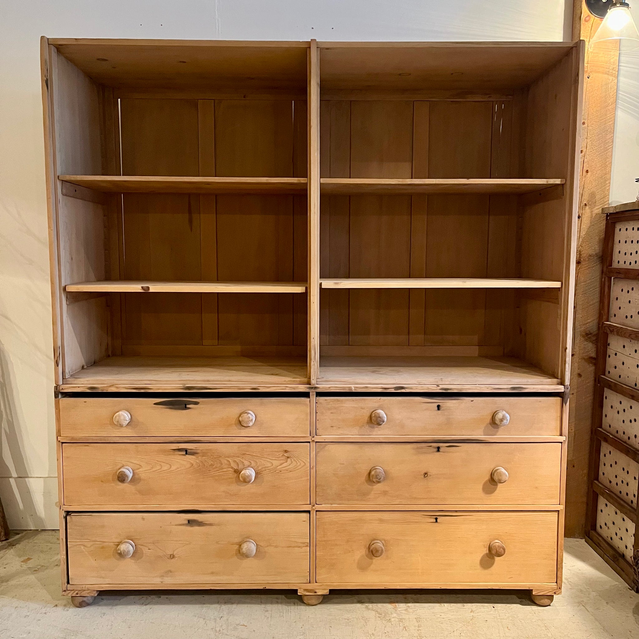 Vintage Pine 2-Piece Shelving with Drawers