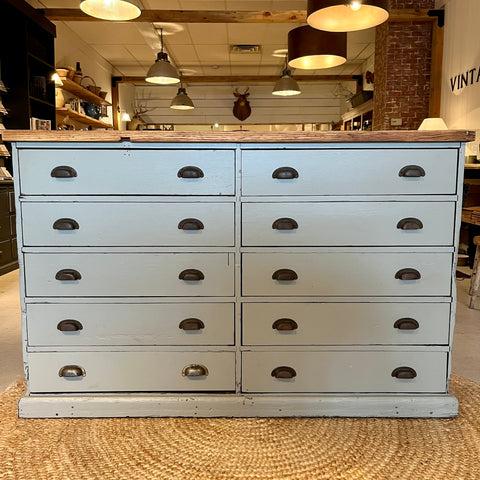 Vintage Painted 10-Drawer Cabinet