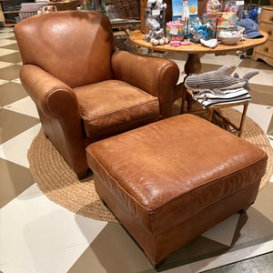 Leather Chair with Ottoman