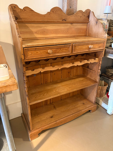 Vintage Pine Shelves with Wine Rack