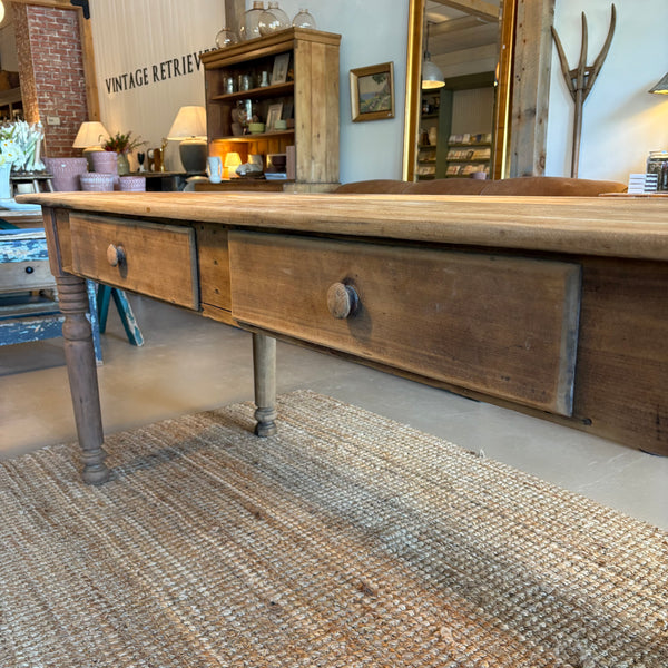 Antique 2-Drawer Pine Table
