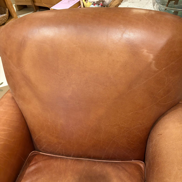 Leather Chair with Ottoman