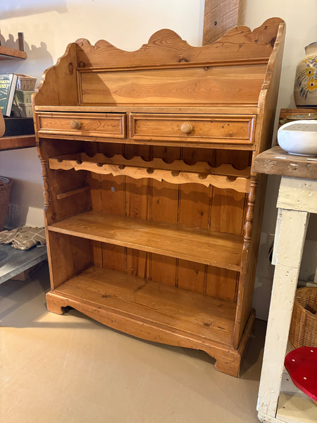 Vintage Pine Shelves with Wine Rack