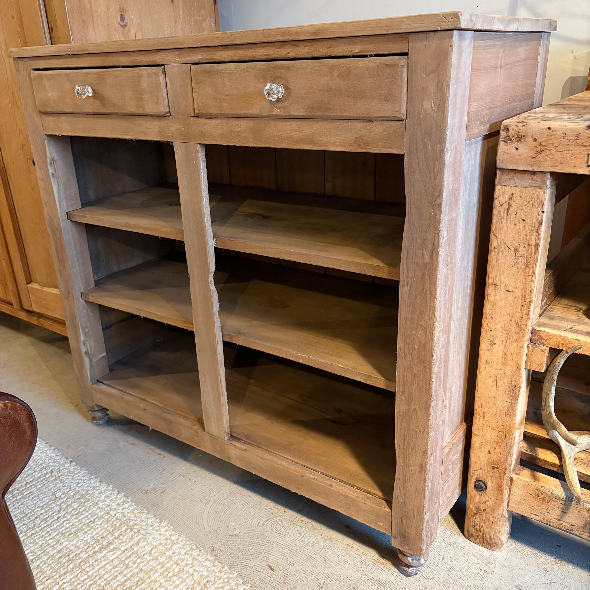 Antique Pine Cabinet with 2 Drawers