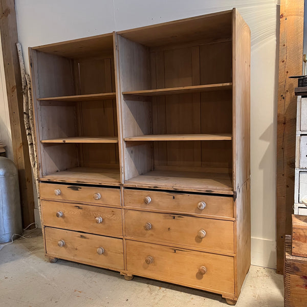 Vintage Pine 2-Piece Shelving with Drawers