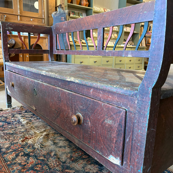 Antique Bench with Drawer
