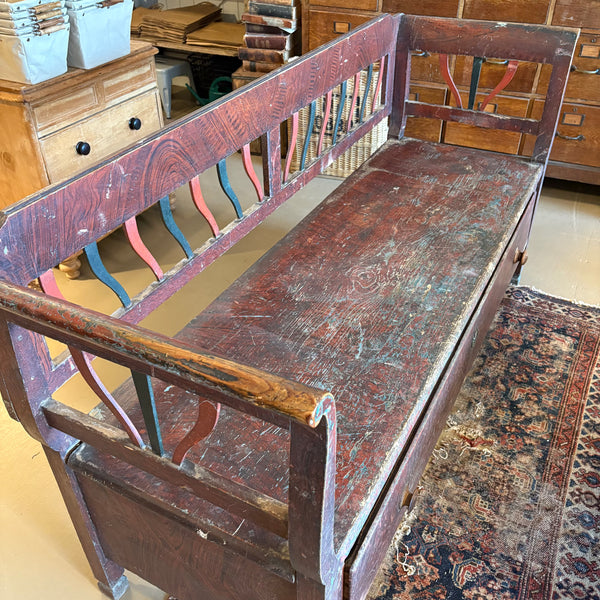 Antique Bench with Drawer