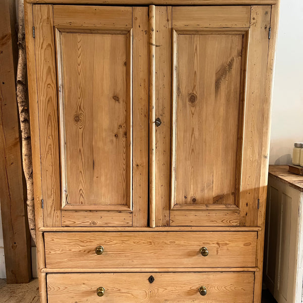 Vintage Pine Cabinet with 2 Drawers