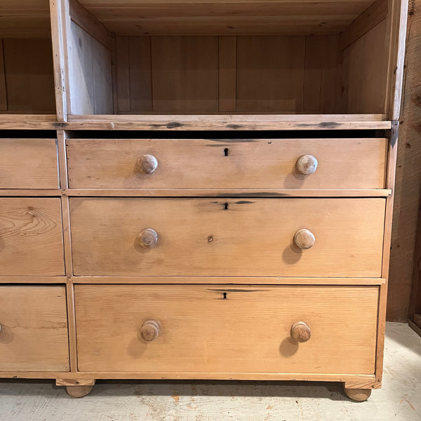 Vintage Pine 2-Piece Shelving with Drawers