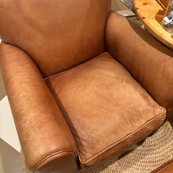 Leather Chair with Ottoman