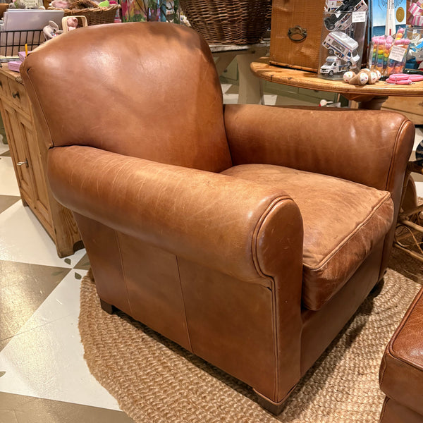 Leather Chair with Ottoman