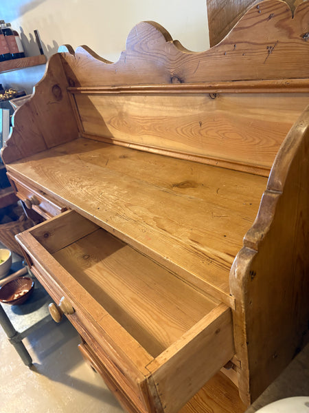 Vintage Pine Shelves with Wine Rack