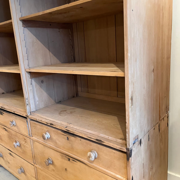 Vintage Pine 2-Piece Shelving with Drawers