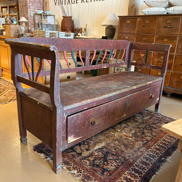 Antique Bench with Drawer