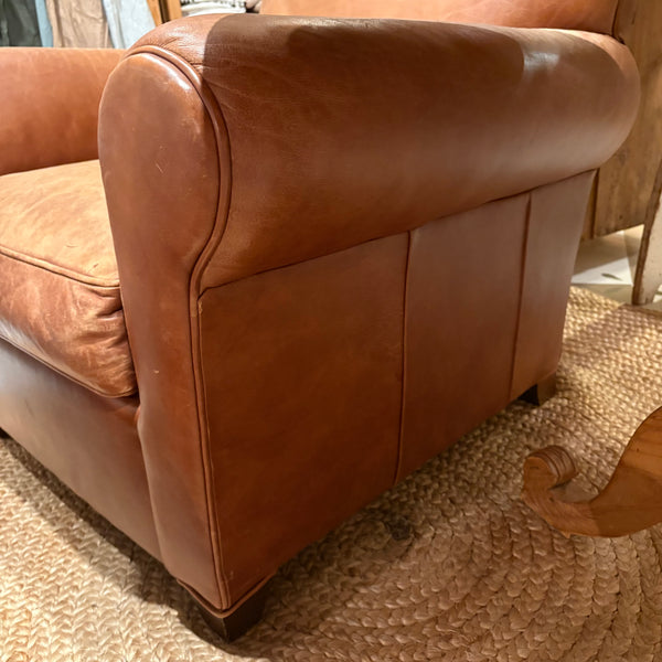 Leather Chair with Ottoman
