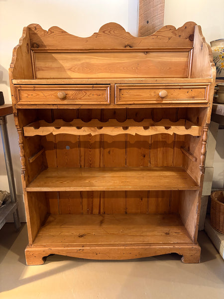 Vintage Pine Shelves with Wine Rack