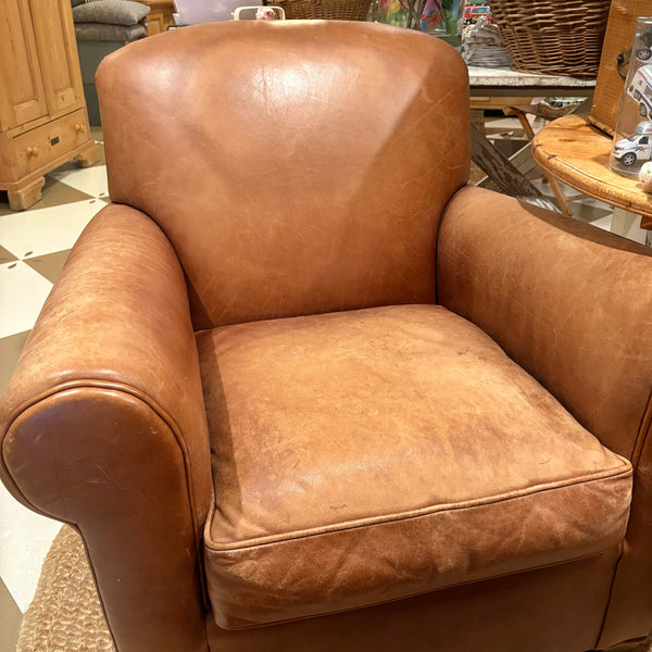 Leather Chair with Ottoman