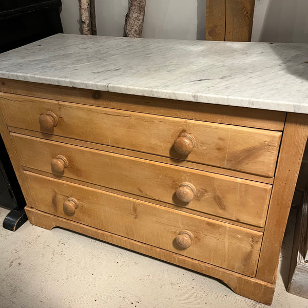 Vintage 3-Drawer Chest with Marble Top