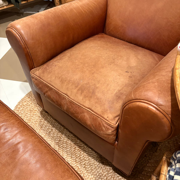Leather Chair with Ottoman