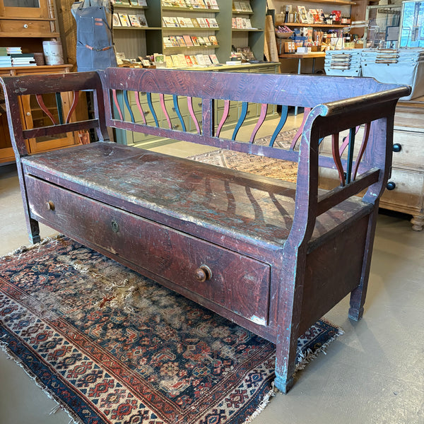 Antique Bench with Drawer