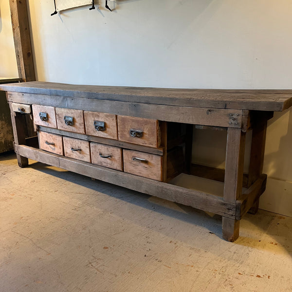 Vintage Workbench with Drawers