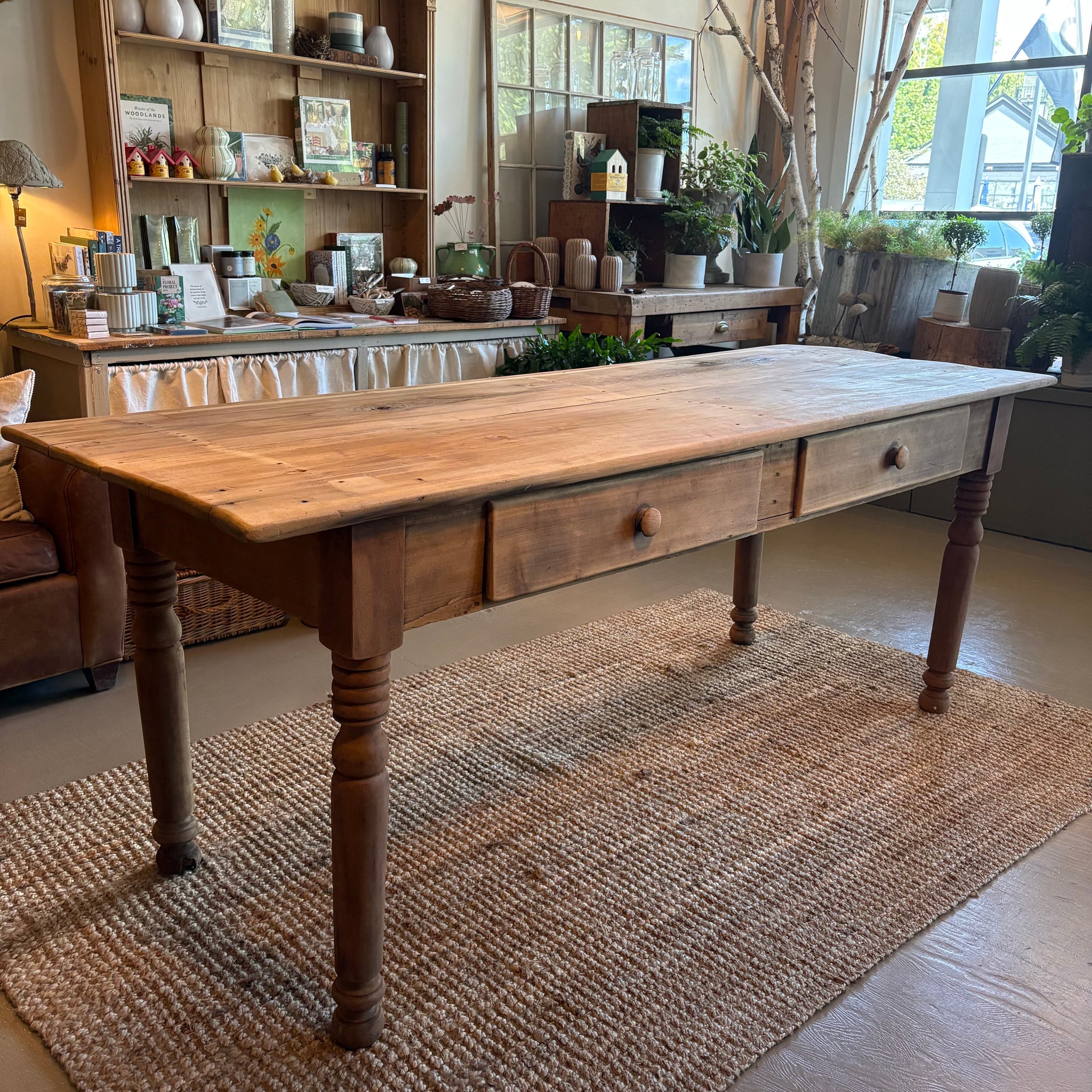 Antique 2-Drawer Pine Table