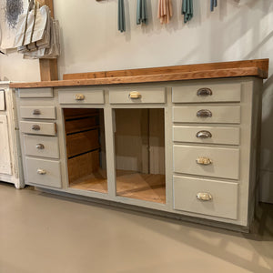 Vintage Painted Workbench with Drawers