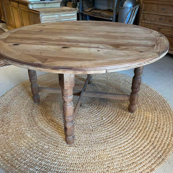 Vintage Round Pine Table