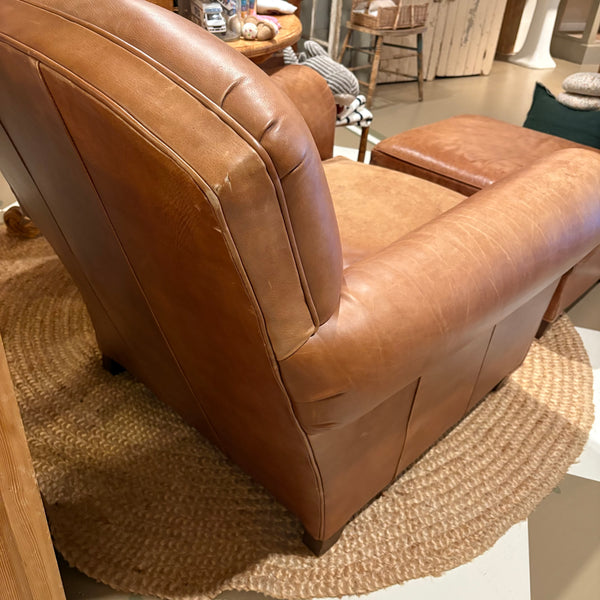 Leather Chair with Ottoman