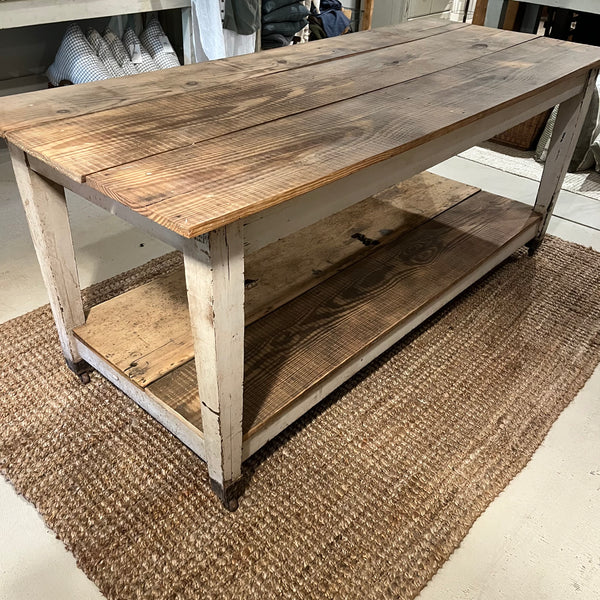 Vintage Island with Lower Level on Casters