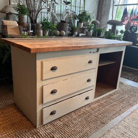 Vintage Painted 3-Drawer Workstation