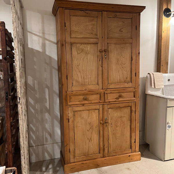 Vintage Pine Cabinet with Scalloped Shelves