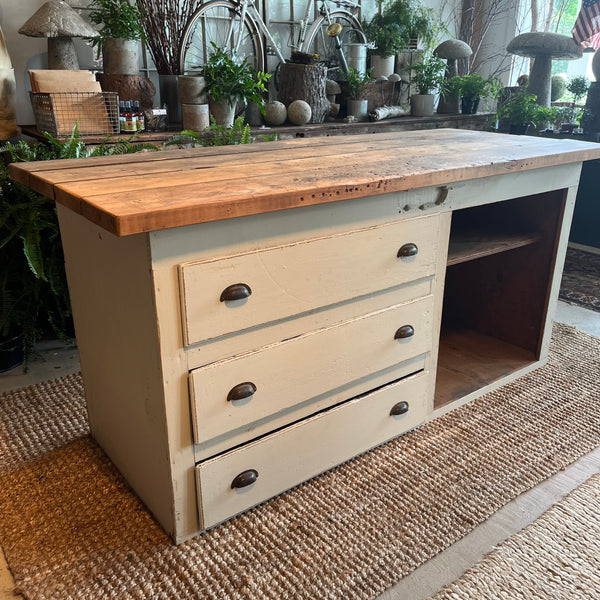 Vintage Painted 3-Drawer Workstation
