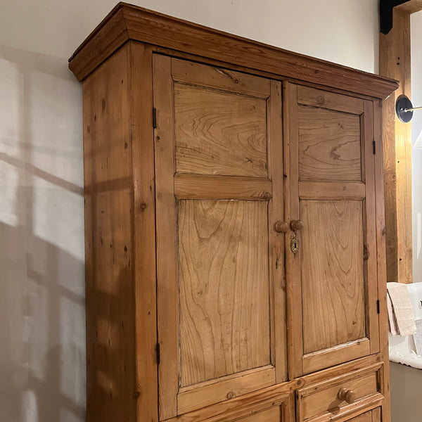 Vintage Pine Cabinet with Scalloped Shelves