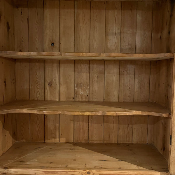 Vintage Pine Cabinet with Scalloped Shelves