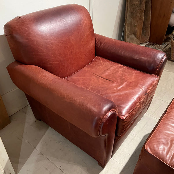 Leather Chair and Ottoman