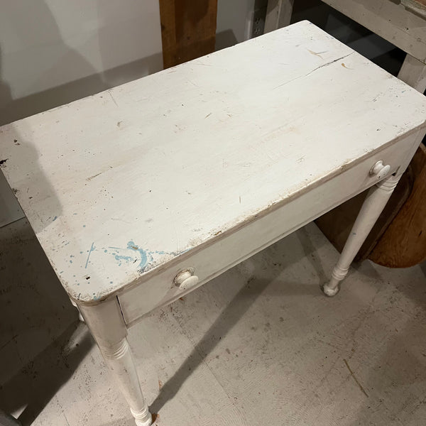 Vintage Small White Table with Drawer