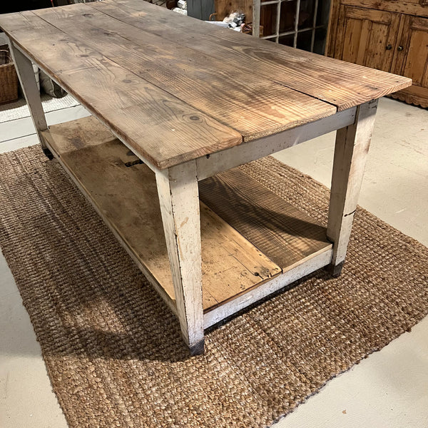 Vintage Island with Lower Level on Casters