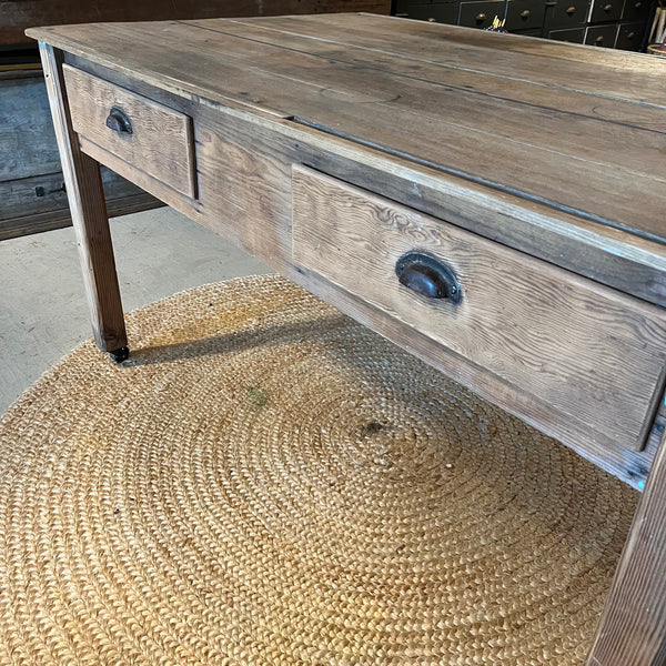Vintage 2-Drawer Table on Casters
