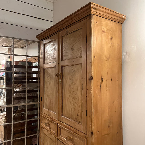 Vintage Pine Cabinet with Scalloped Shelves