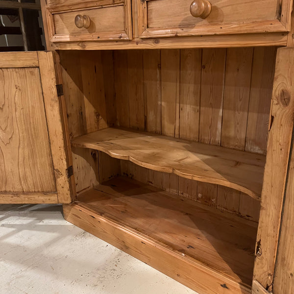 Vintage Pine Cabinet with Scalloped Shelves