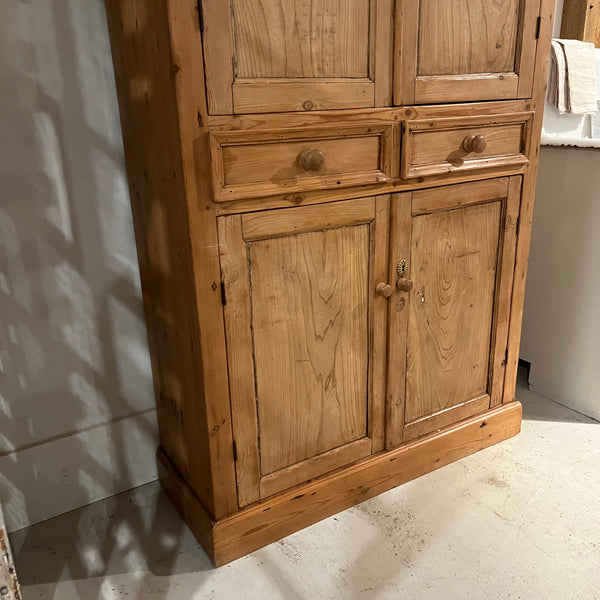 Vintage Pine Cabinet with Scalloped Shelves