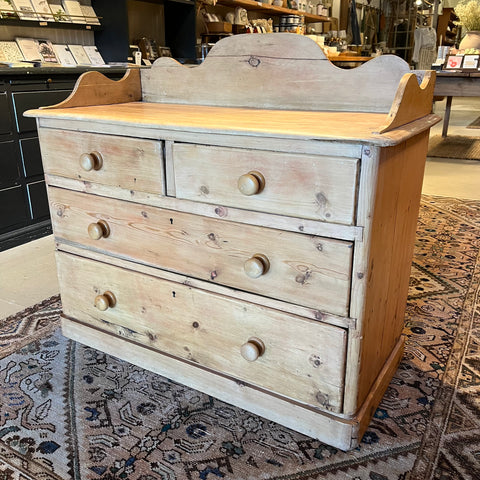Vintage Pine Chest of Drawers with Backsplash