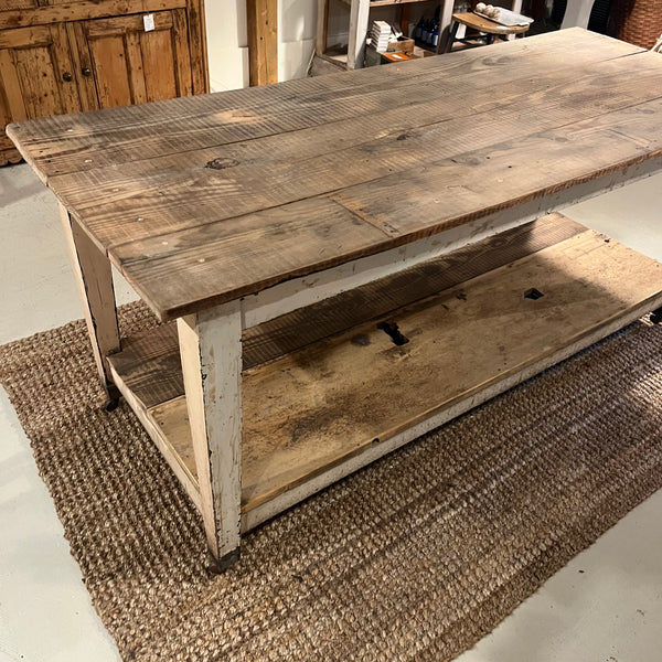 Vintage Island with Lower Level on Casters