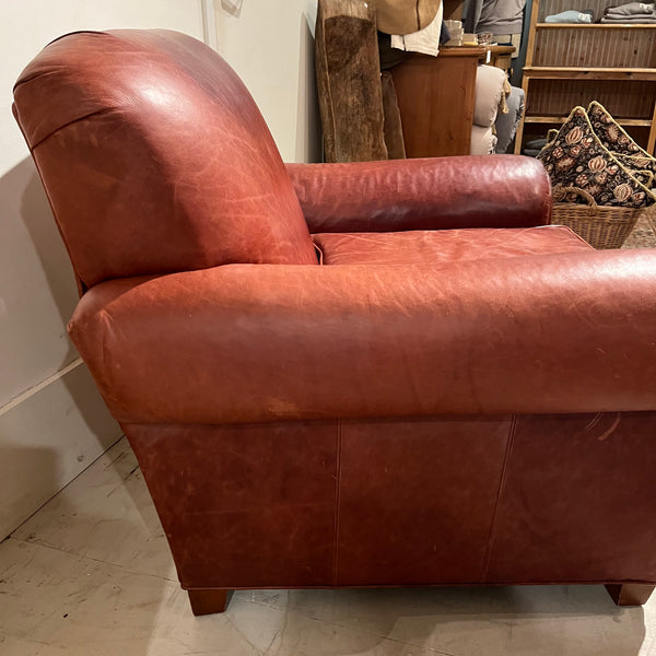 Leather Chair and Ottoman